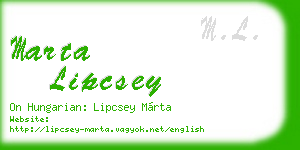 marta lipcsey business card