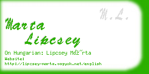 marta lipcsey business card